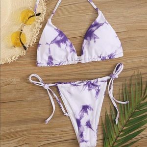 SHEIN tie dye side tie bikini bottoms only